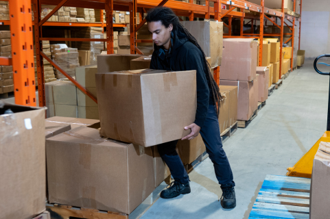 Person lifting box