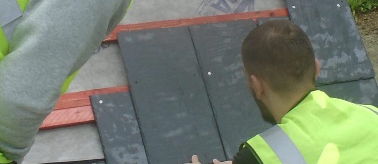 Person installing pitched roof
